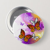 Monarch Butterflies on Purple Background Button (Vorne & Hinten)