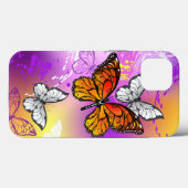 Monarch Butterflies on Purple Background Case-Mate iPhone Hülle (Rückseite (Horizontal))