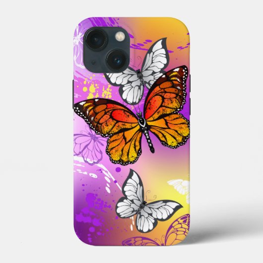 Monarch Butterflies on Purple Background Case-Mate iPhone Hülle (Rückseite)