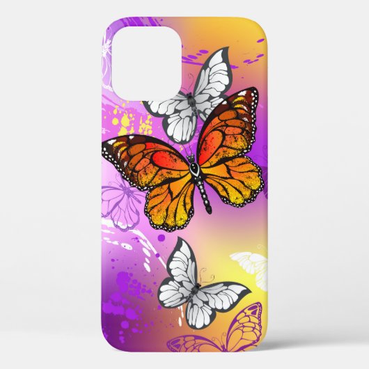 Monarch Butterflies on Purple Background Case-Mate iPhone Hülle (Rückseite)