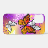 Monarch Butterflies on Purple Background Case-Mate iPhone Hülle (Rückseite (Horizontal))