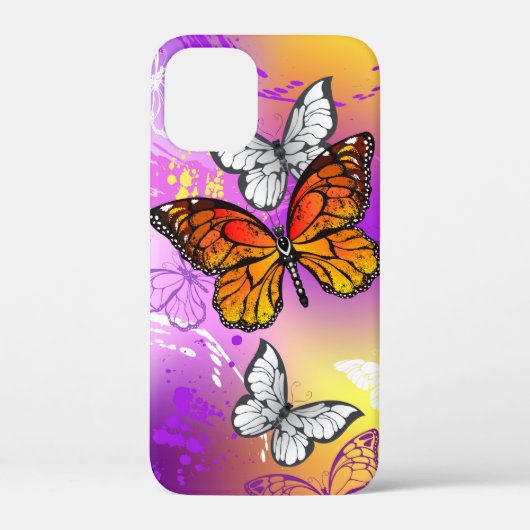 Monarch Butterflies on Purple Background Case-Mate iPhone Hülle (Rückseite)