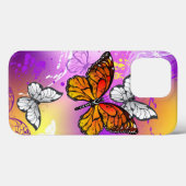 Monarch Butterflies on Purple Background Case-Mate iPhone Hülle (Rückseite (Horizontal))