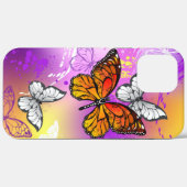 Monarch Butterflies on Purple Background Case-Mate iPhone Hülle (Rückseite (Horizontal))