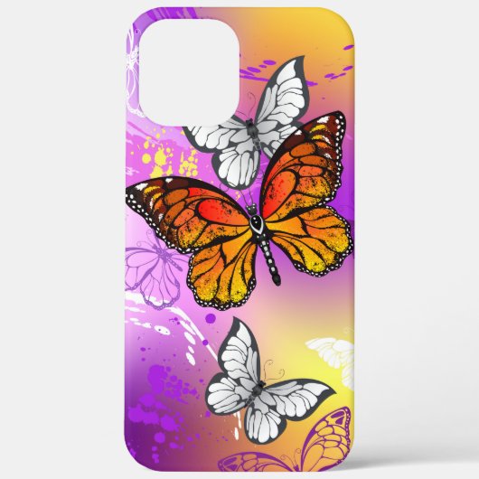 Monarch Butterflies on Purple Background Case-Mate iPhone Hülle (Rückseite)