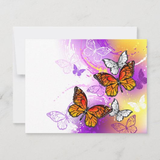 Monarch Butterflies on Purple Background Dankeskarte (Vorderseite)