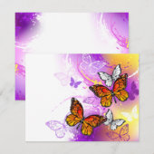 Monarch Butterflies on Purple Background Dankeskarte (Vorne/Hinten)