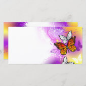 Monarch Butterflies on Purple Background Dankeskarte (Vorne/Hinten)