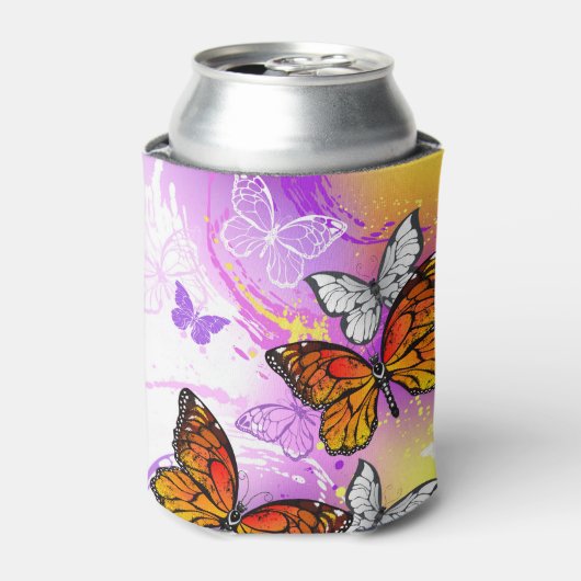 Monarch Butterflies on Purple Background Dosenkühler (Kanne Vorderseite)