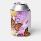 Monarch Butterflies on Purple Background Dosenkühler (Kanne Rückseite)
