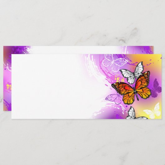 Monarch Butterflies on Purple Background Einladung (Vorne/Hinten)