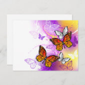 Monarch Butterflies on Purple Background Einladung (Vorne/Hinten)