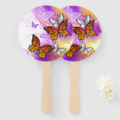Monarch Butterflies on Purple Background Fächer (Vorne und Hinten)