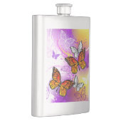 Monarch Butterflies on Purple Background Flachmann (Rechts)