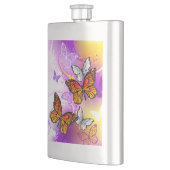 Monarch Butterflies on Purple Background Flachmann (Links)