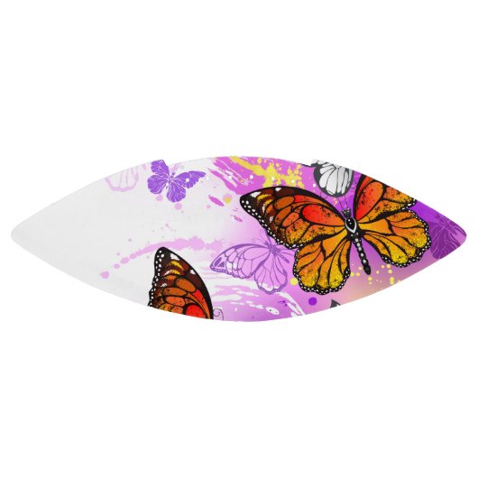 Monarch Butterflies on Purple Background Football (Panel)
