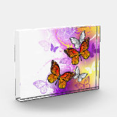 Monarch Butterflies on Purple Background Fotoblock (Links)