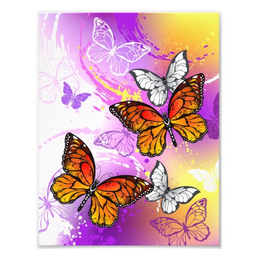 Monarch Butterflies on Purple Background Fotodruck (Vorne)