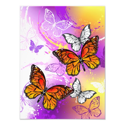 Monarch Butterflies on Purple Background Fotodruck (Vorne)