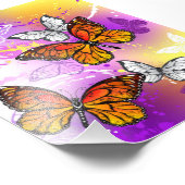Monarch Butterflies on Purple Background Fotodruck (Ecke)