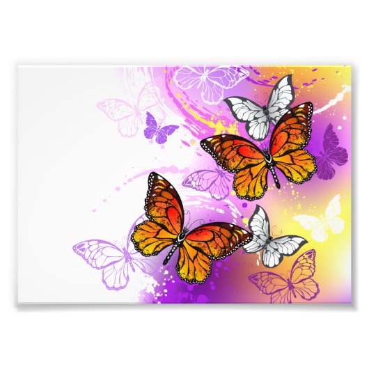 Monarch Butterflies on Purple Background Fotodruck (Vorne)