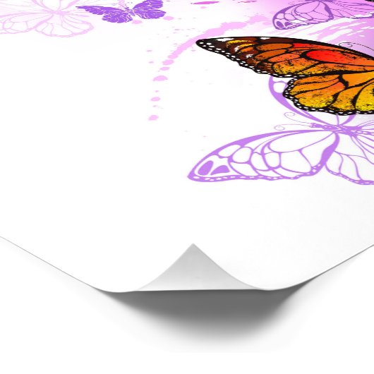 Monarch Butterflies on Purple Background Fotodruck (Ecke)