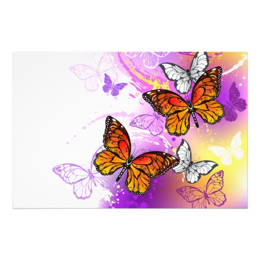 Monarch Butterflies on Purple Background Fotodruck (Vorne)