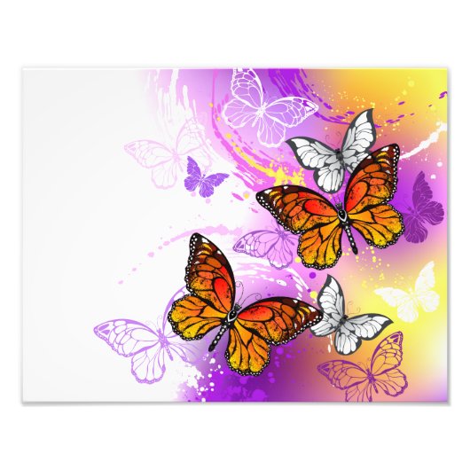 Monarch Butterflies on Purple Background Fotodruck (Vorne)