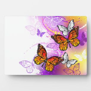 Monarch Butterflies on Purple Background Fotoplatte
