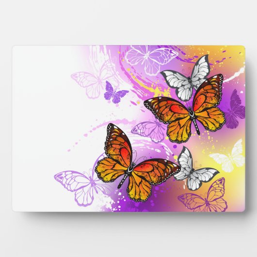 Monarch Butterflies on Purple Background Fotoplatte (Vorderseite)