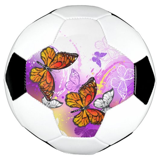 Monarch Butterflies on Purple Background Fußball (Gedreht)