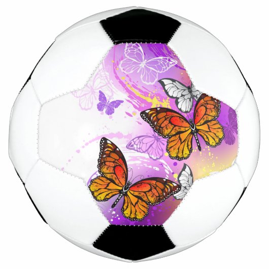 Monarch Butterflies on Purple Background Fußball (Vorderseite)