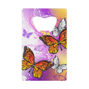 Monarch Butterflies on Purple Background Geldbeutel Flaschenöffner