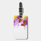 Monarch Butterflies on Purple Background Gepäckanhänger (Vorderseite vertikal)