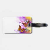 Monarch Butterflies on Purple Background Gepäckanhänger (Rückseite horizontal)