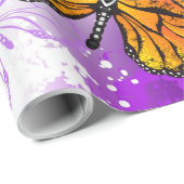 Monarch Butterflies on Purple Background Geschenkpapier (Rolleneckpunkt)