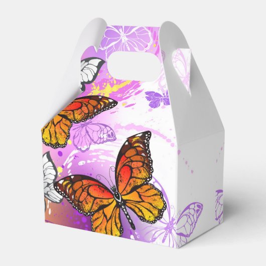 Monarch Butterflies on Purple Background Geschenkschachtel (Rückseite)