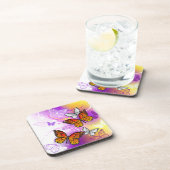 Monarch Butterflies on Purple Background Getränkeuntersetzer (Rechte Seite)