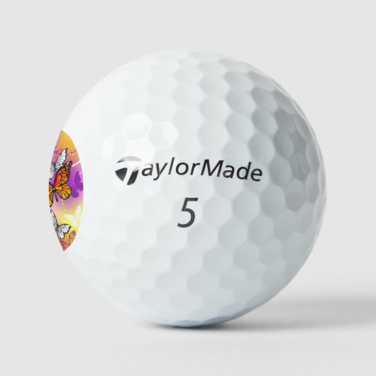Monarch Butterflies on Purple Background Golfball (Logo)