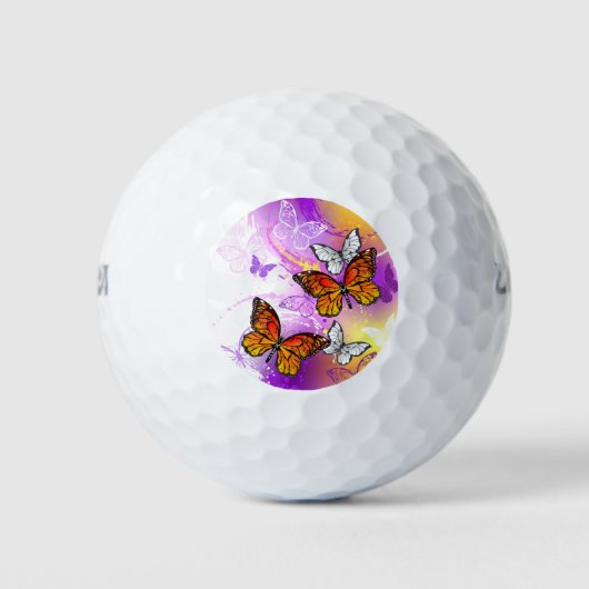 Monarch Butterflies on Purple Background Golfball (Vorderseite)