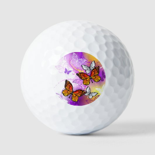 Monarch Butterflies on Purple Background Golfball (Vorderseite)