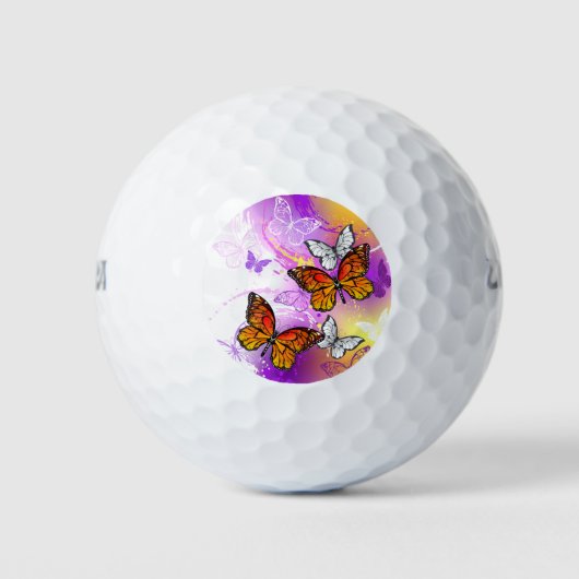 Monarch Butterflies on Purple Background Golfball (Vorderseite)