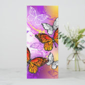 Monarch Butterflies on Purple Background Hinweiskarte (Stehend Vorderseite)