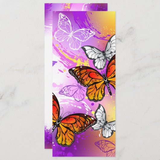 Monarch Butterflies on Purple Background Hinweiskarte (Vorne/Hinten)