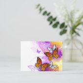 Monarch Butterflies on Purple Background Hinweiskarte (Stehend Vorderseite)