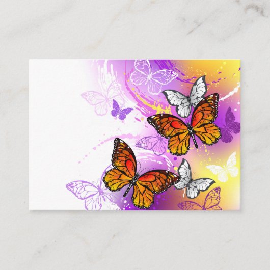 Monarch Butterflies on Purple Background Hinweiskarte (Vorderseite)