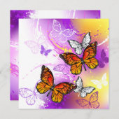 Monarch Butterflies on Purple Background Hinweiskarte (Vorne/Hinten)