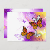 Monarch Butterflies on Purple Background Hinweiskarte (Vorne/Hinten)