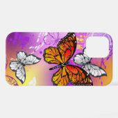 Monarch Butterflies on Purple Background iPhone Hülle (Rückseite (Horizontal))