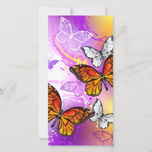 Monarch Butterflies on Purple Background Karte (Vorderseite)